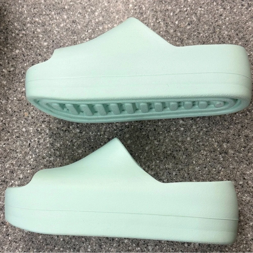 Charles & Keith Pale Blue Slide Platform Sandals